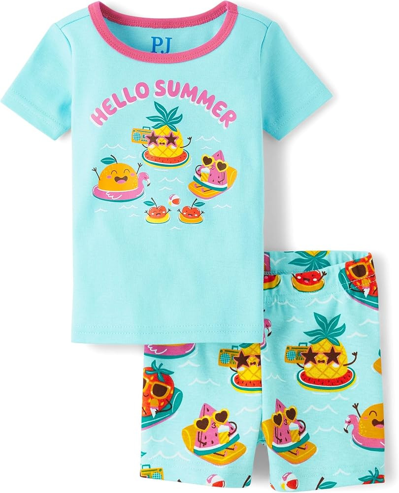 The Children's Place Baby Girls And Newborn 100% Cotton Short Sleeve Top and Shorts 2 Piece Pajam... | Amazon (US)