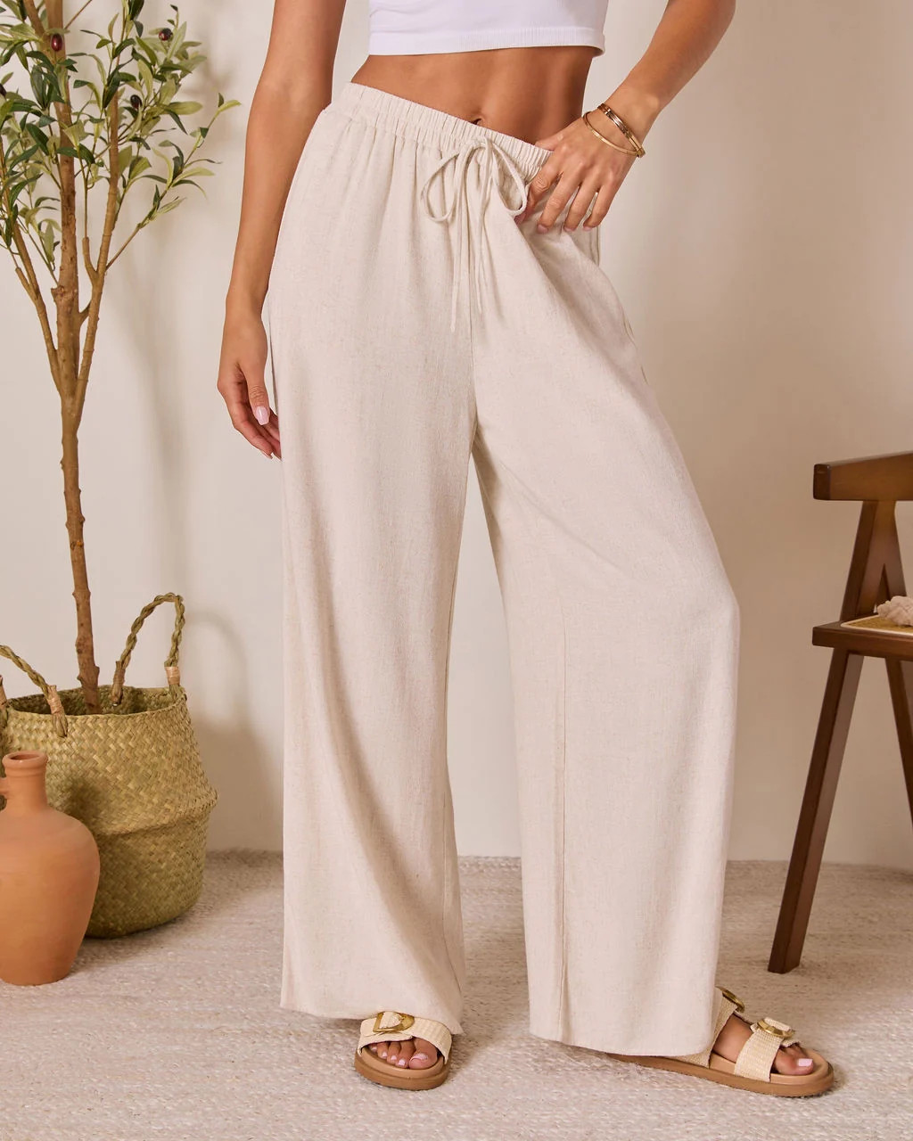 Grecian Glow Linen Wide Leg Pants | VICI