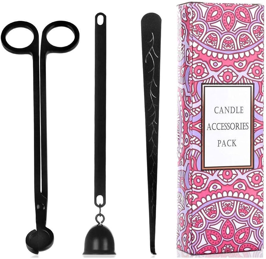 3 in 1 Black Candle Accessory Set, Candle Wick Trimmer Candle Cutter, Candle Snuffer, Candle Wick... | Amazon (US)