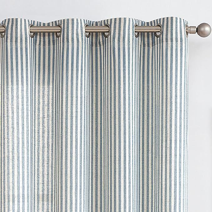 COLLACT Linen Curtains 96 Inch Length 2 Panels for Living Room Striped Pattern Farmhouse Curtain ... | Amazon (US)