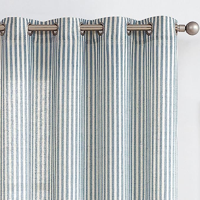 COLLACT Linen Curtains 96 Inch Length 2 Panels for Living Room Striped Pattern Farmhouse Curtain ... | Amazon (US)