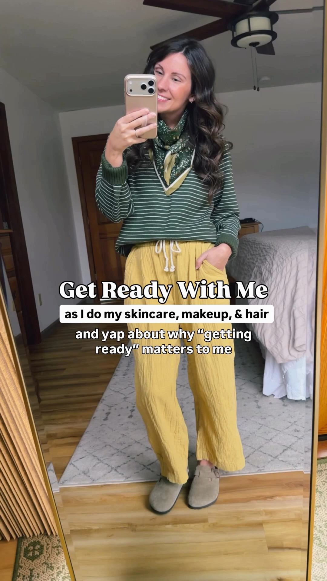 wearing xs petite in the sweater (it’s 100% cotton and so nice!) and xs petite in my pants (also 100% cotton, but the gauze kind that I love so much! I also bought the red). My clogs are size 6!

Linked my makeup, skincare and curling iron too!

#LTKmorningroutine #LTKPetite #LTKgrwm