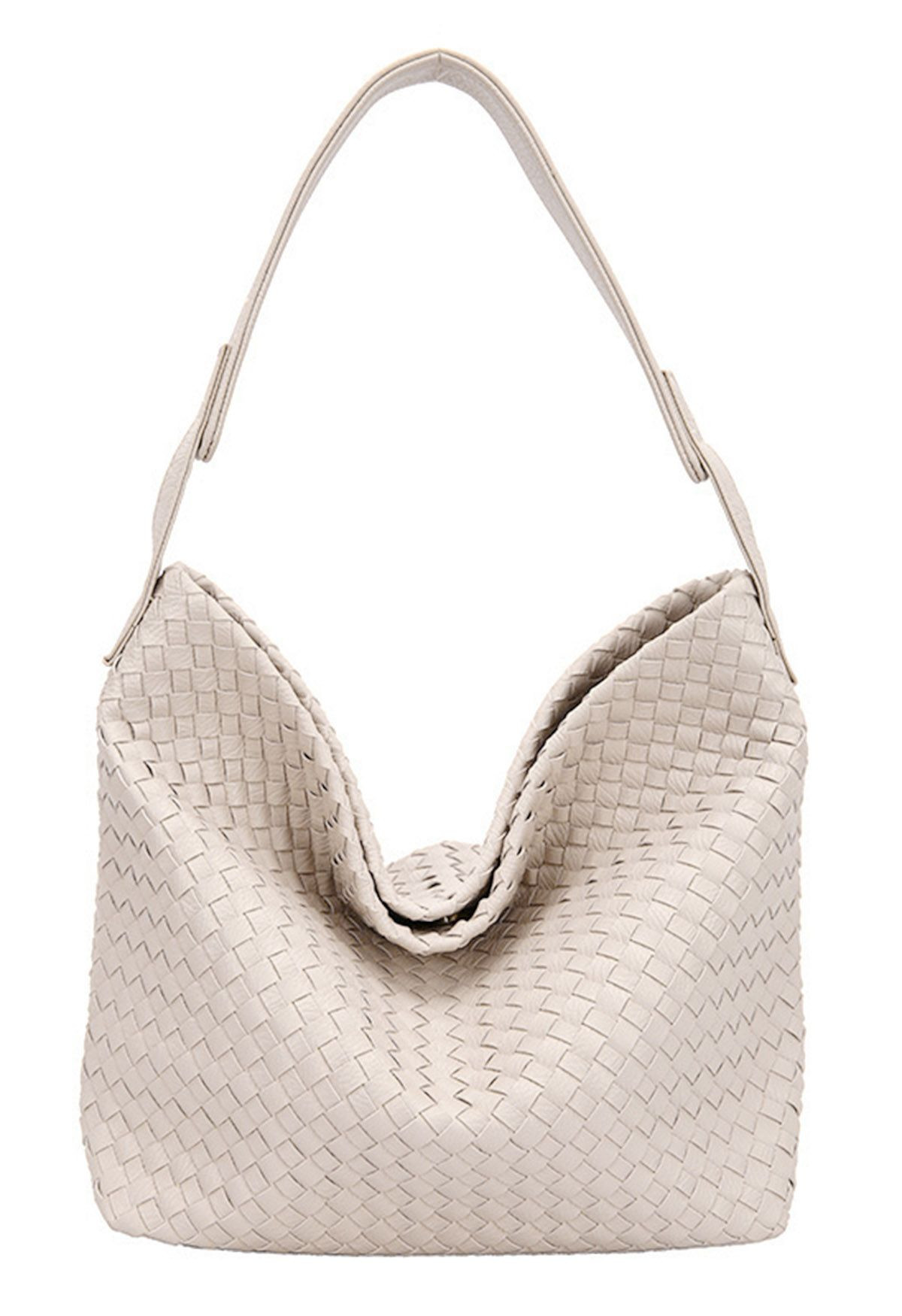 Solid Color Woven Bag in Beige | Chicwish
