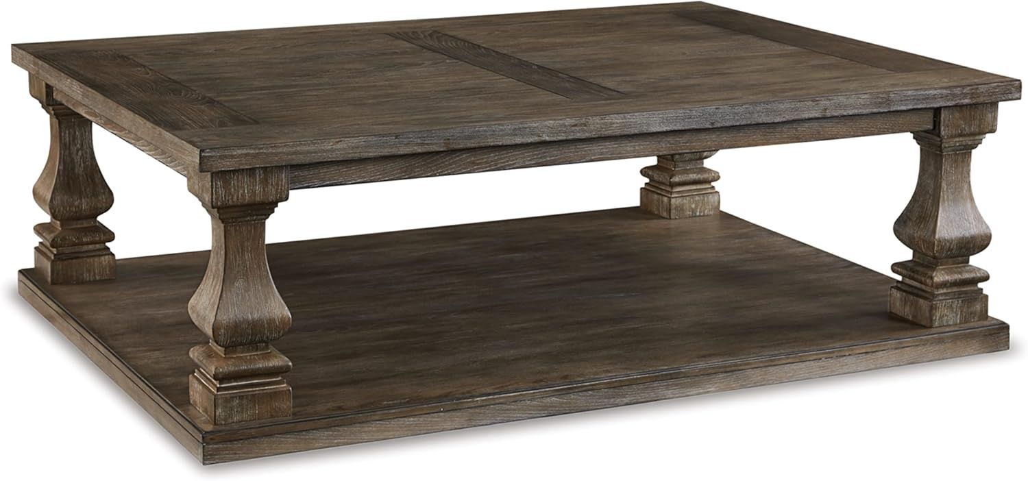 Signature Design by Ashley Johnelle Farmhouse Coffee Table with Weathered Gray Finish, Gray | Amazon (US)