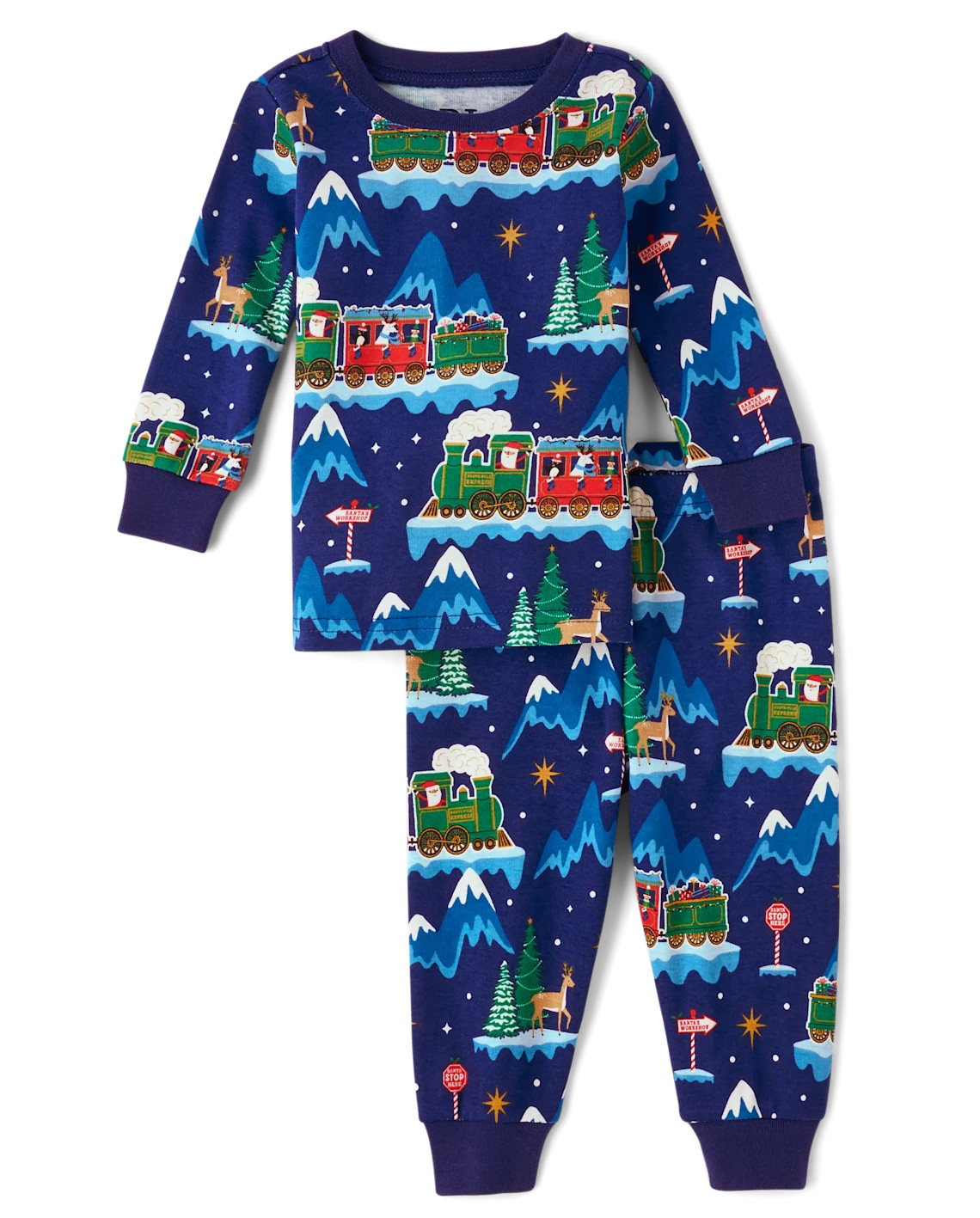 Unisex Baby And Toddler Glow Christmas Train Snug Fit Cotton Pajamas - blue | The Children's Place