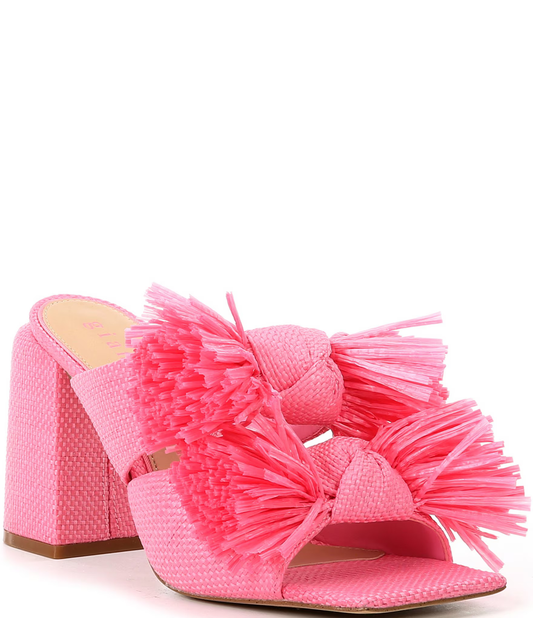 Gianni Bini Maguire Raffia Knotted Fringe Slide Sandals | Dillard's | Dillard's