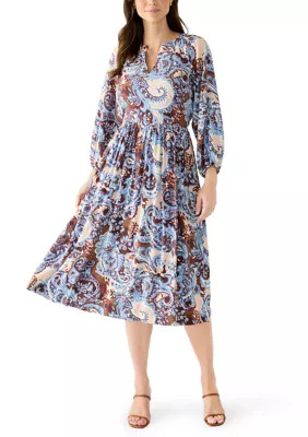 Women's 3/4 Sleeve Paisley Print Midi Dress | Belk