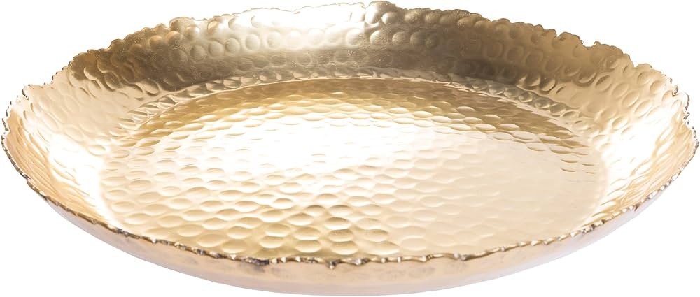 Red Co. Golden Round Hammered Metal Decorative Serving Tray with Jagged Rim – 13” | Amazon (US)