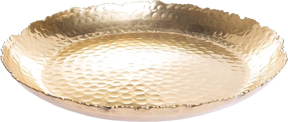 Red Co. Golden Round Hammered Metal Decorative Serving Tray with Jagged Rim – 13” | Amazon (US)