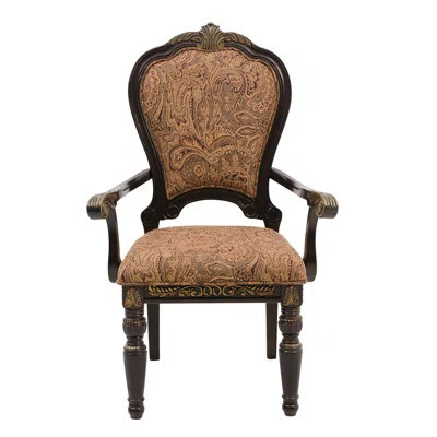 Traditional Formal Armchairs Set Of 2 With Tipping Jacquard Fabric Upholstery Luxury Dining Furniture | Wayfair North America