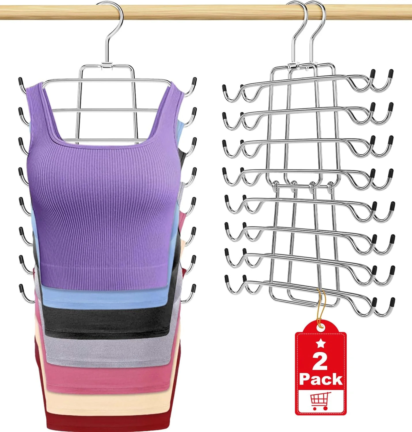 2Pcs Tank Top Hangers Space Saving Hanger Organizer Bra Hangers for Closet Organizer 360° Rotati... | Walmart (US)