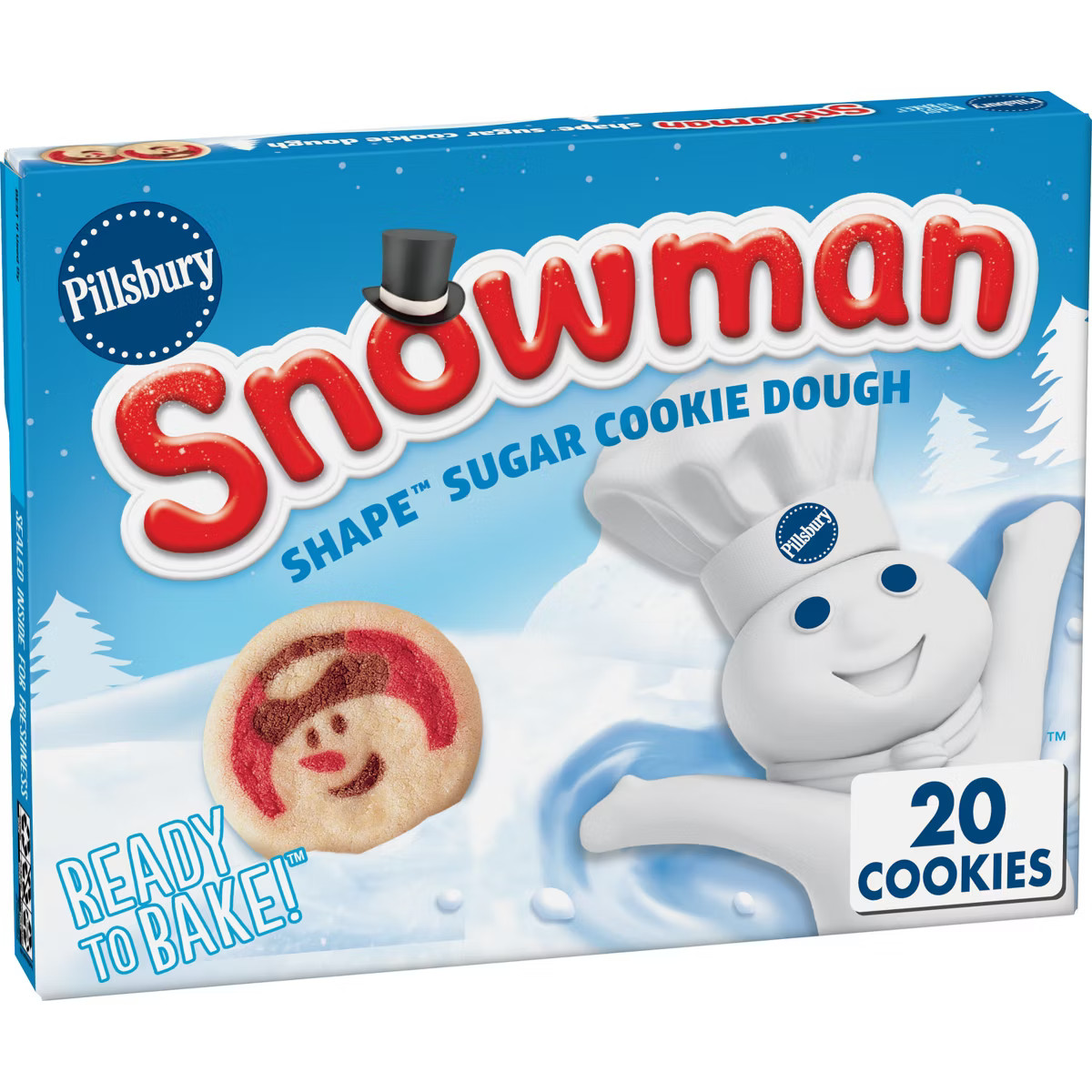 Pillsbury Ready-to-Bake Snowman Shape Sugar Cookie Dough - 9.1oz/20ct | Target