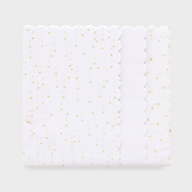25ct Scallop Tissue Paper White/Gold - Sugar Paper™ + Target | Target