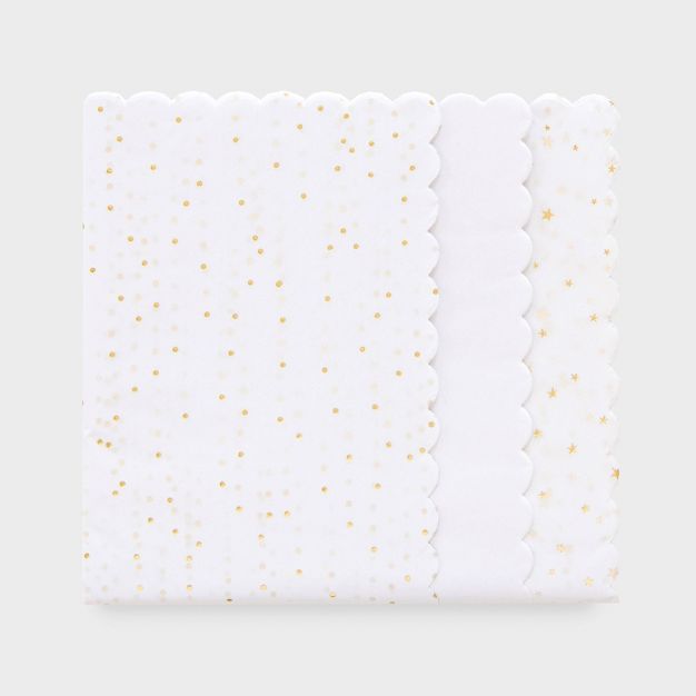 25ct Scallop Tissue Paper White/Gold - Sugar Paper™ + Target | Target