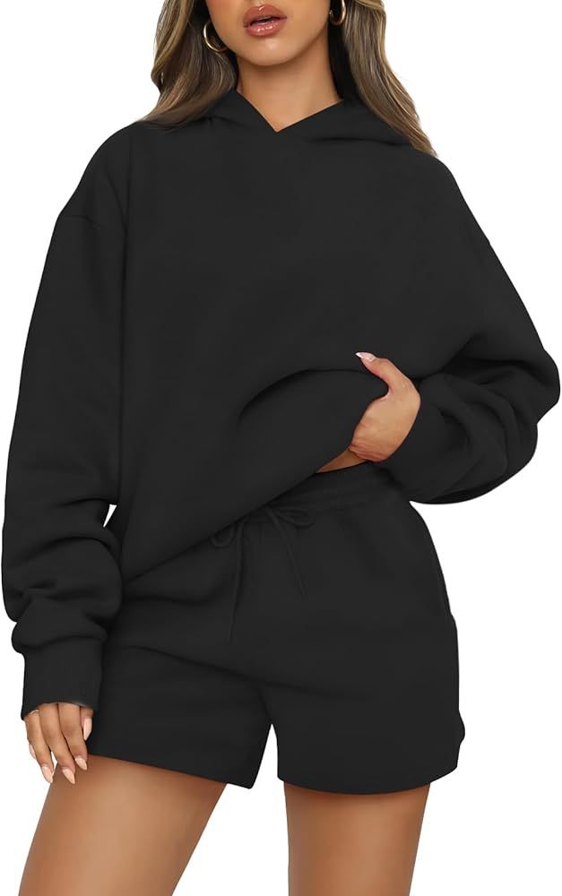 AUTOMET Womens 2 Piece Outfits Oversized Hoodies Sweatsuit Lounge Sets Casual Sweat Shorts Fall F... | Amazon (US)