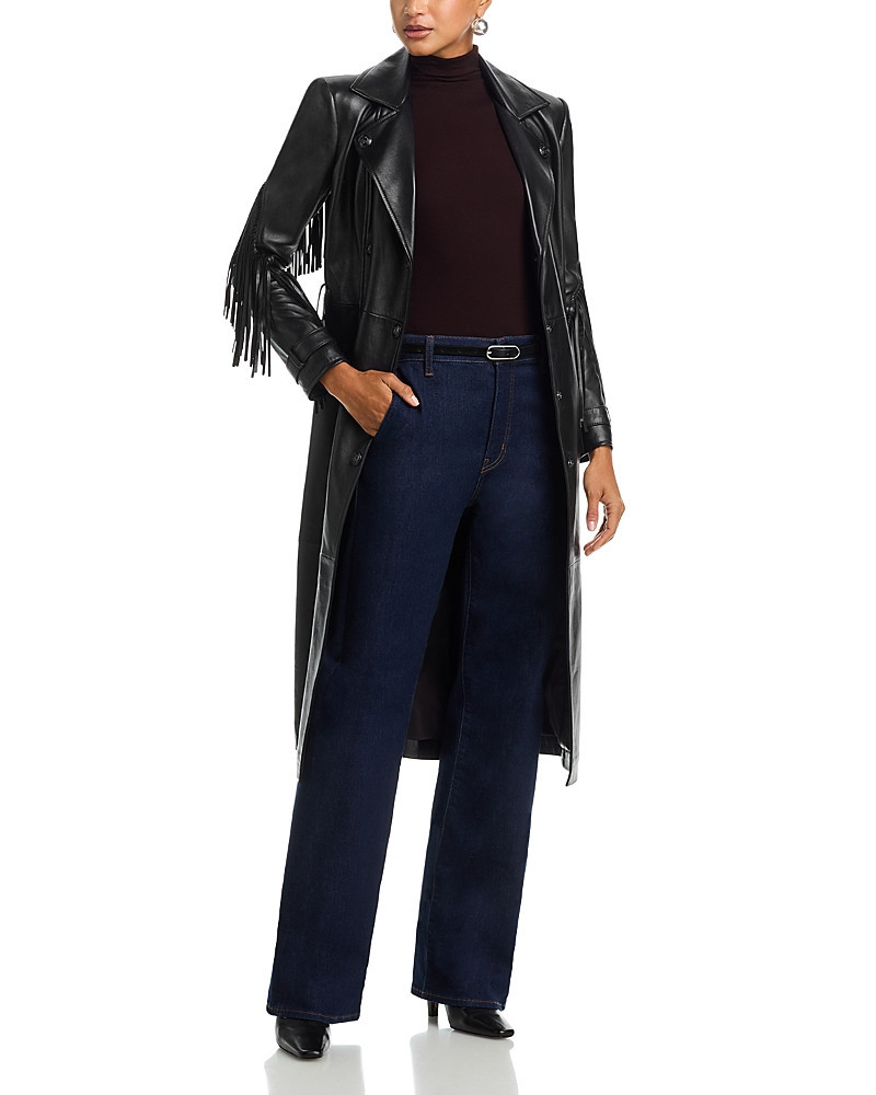 L'Agence Celina Fringe Trim Faux Leather Trench Coat | Bloomingdale's (US)