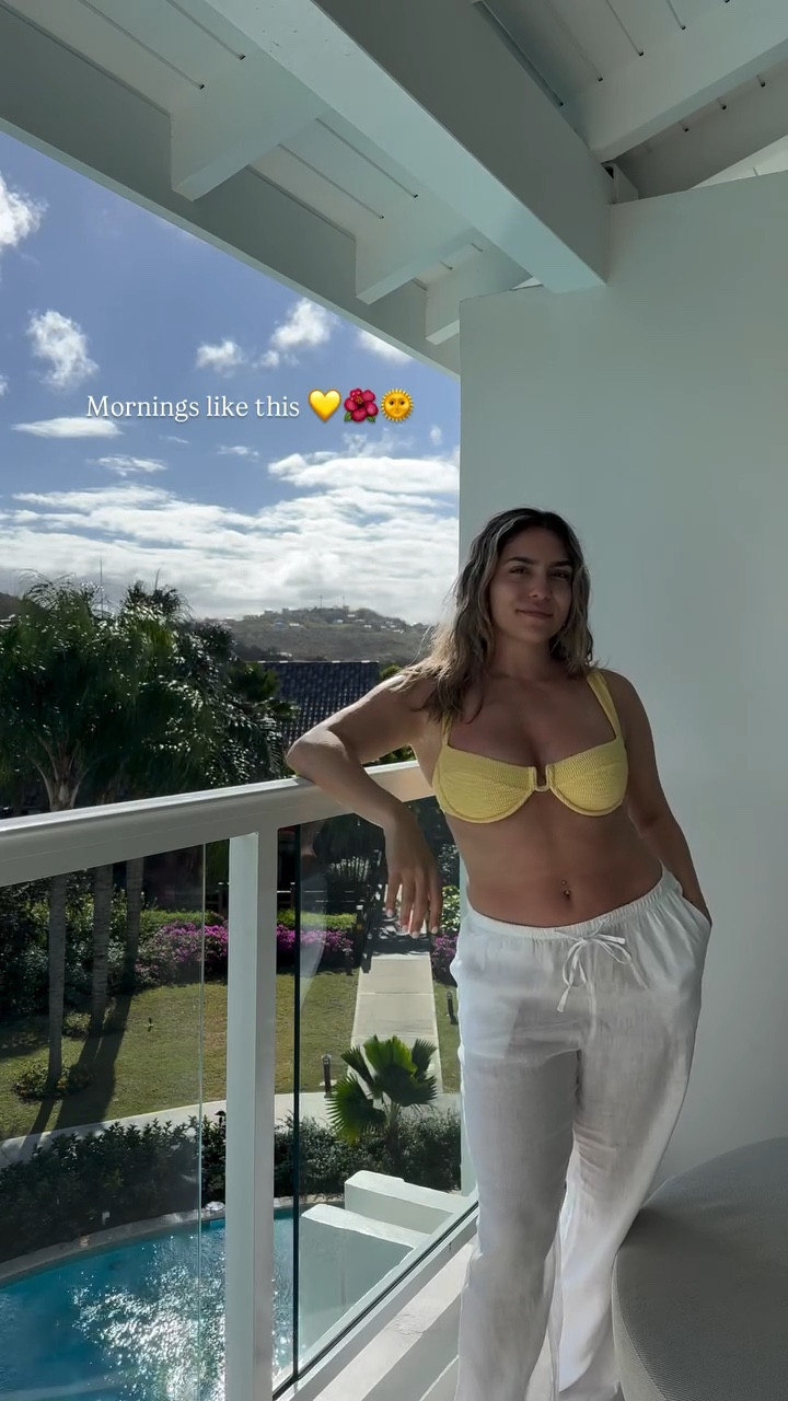 Mornings like this 💛🌺🌞 Another @Monday Swimwear fave & we’re ready for a beach day! Linking similar linen pants that go perfectly over any bikini. 

#LTKtravel #LTKsummer #LTKswimwear