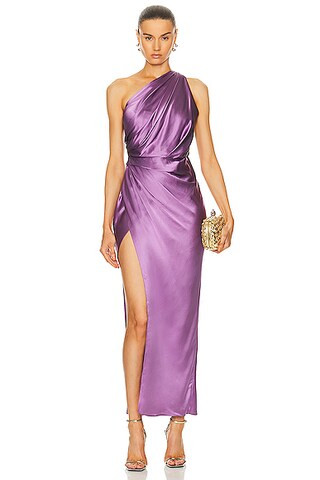 The Sei Asymmetrical Drape Dress in Amethyst | FWRD | FWRD 
