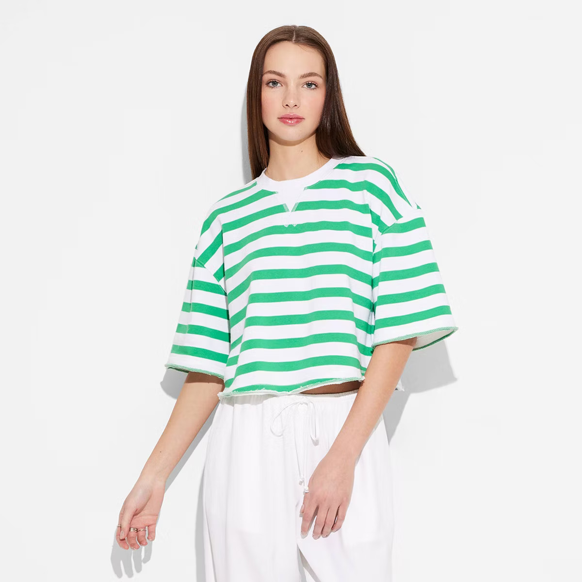 Women's French Terry Pullover Sweatshirt - Wild Fable™ Black Striped 3X | Target