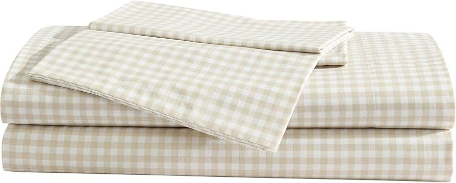 Eddie Bauer - Sheet Set, Cotton Percale Bedding with Matching Pillowcase, Crisp & Breathable, 200... | Amazon (US)