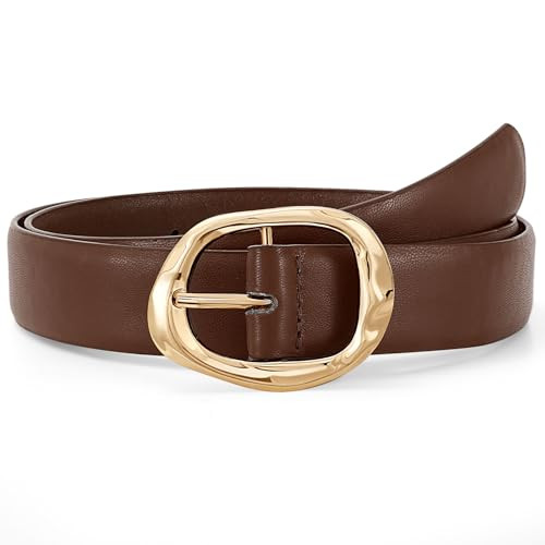 JASGOOD Women Leather Belt for Jeans Pants Ladies Casual Waist Belt Fashion Women Belt with Gold Buckle | Amazon (US)