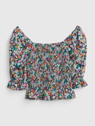 Puff Sleeve Smocked Peplum Top | Gap (CA)