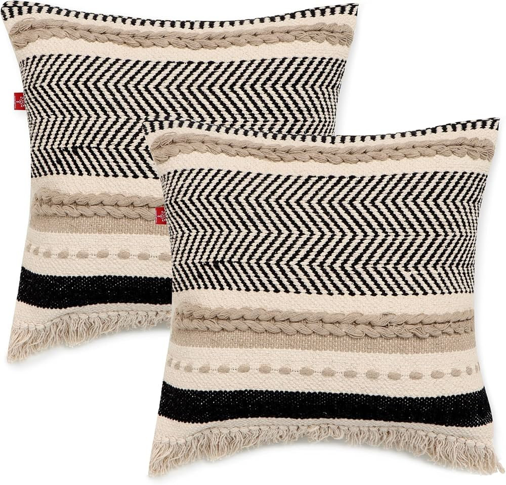 REDEARTH · Handmade Boho Throw Pillow Covers - Bohemian Chic Farmhouse Style - Accent Woven Indo... | Amazon (US)