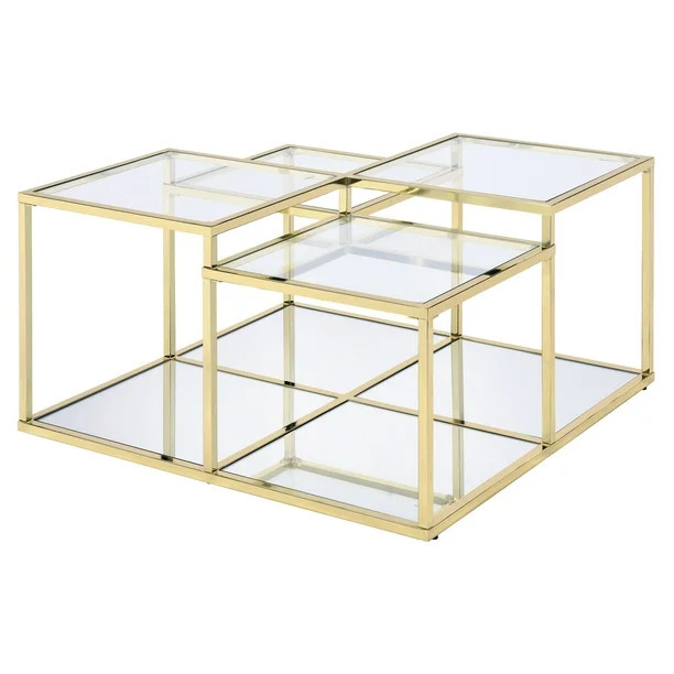 ACME Uchenna Square Coffee Table in Clear and Gold - Walmart.com | Walmart (US)