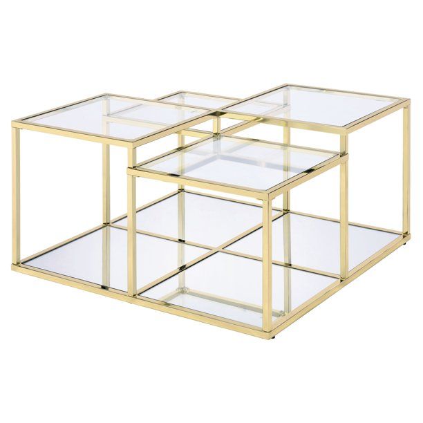ACME Uchenna Square Coffee Table in Clear and Gold - Walmart.com | Walmart (US)