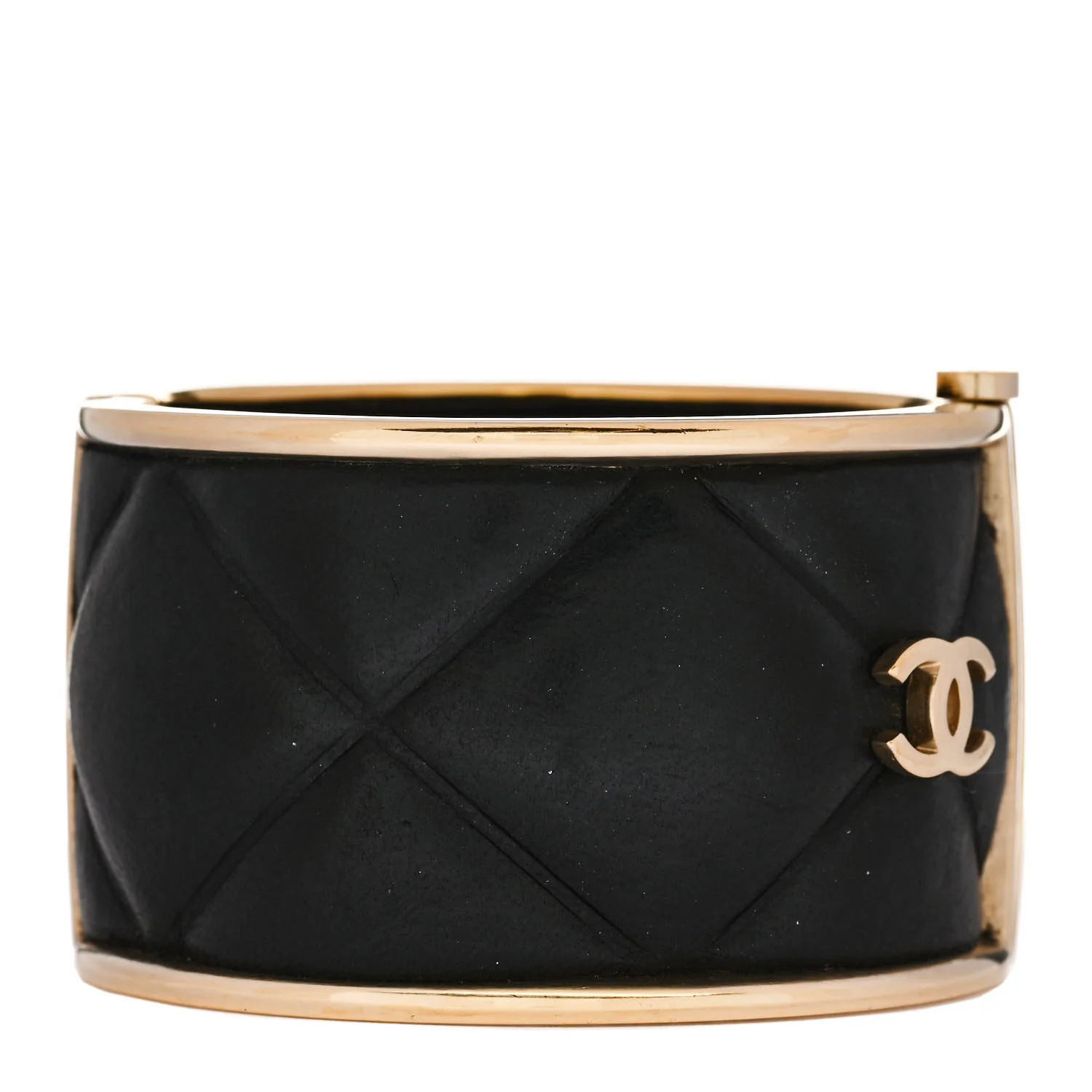 Lambskin Quilted CC Cuff Bracelet Black | FASHIONPHILE (US)