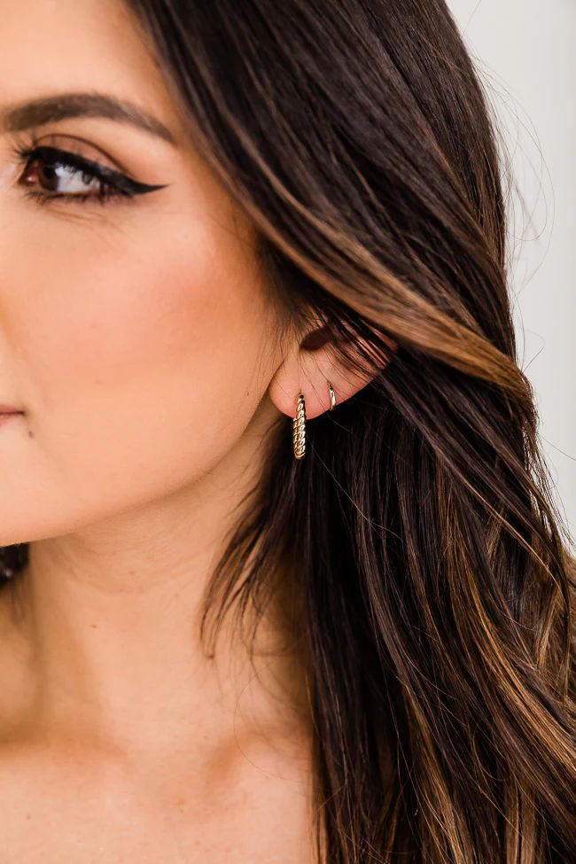 Amazing Day Gold Twisted Huggie Earrings | Pink Lily