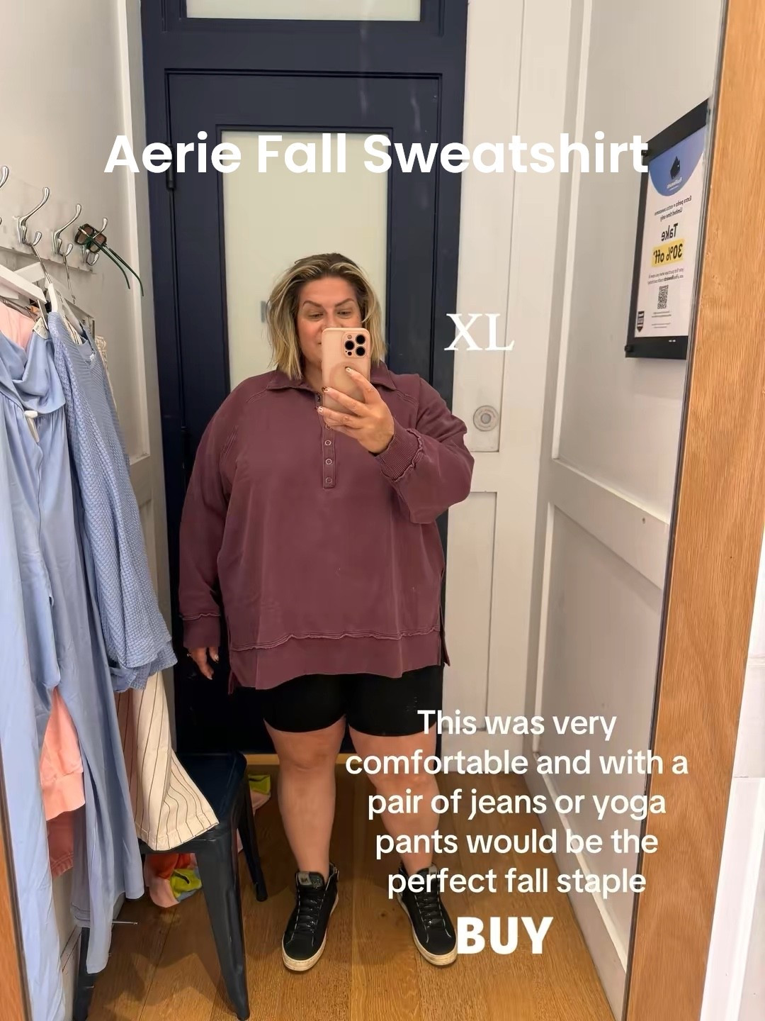 This sweatshirt from Aerie was so oversized and comfortable. The fabric and details added a special touch. I am wearing an XL. My measurements for reference are: 5'4", 44C, 240lbs
43" waist, 53" hips
XL/XXL,1X-2X, 16/18 

#LTKPlusSize #LTKSeasonal #LTKActive