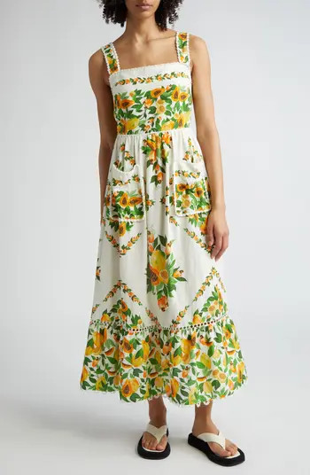 FARM Rio Papaya Salad Scarf Print Linen Blend Maxi Sundress | Nordstrom | Nordstrom