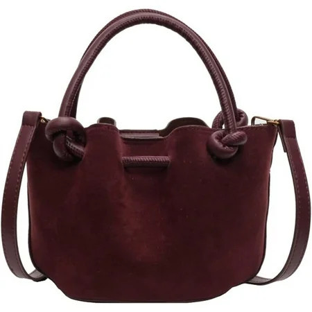 Suede Bucket Bag Women Crossbody Bags Shoulder Purse Satchels Ruched Hobo Handbag Suede Bucket Purses Work Travel Fall | Walmart (US)