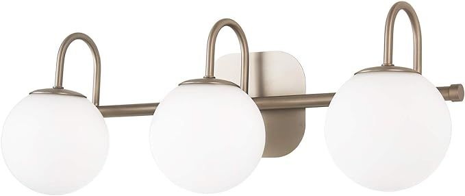 Brushed Nickel Bathroom Vanity Light Fixtures 3 Lights Milk White Glass Globe Shade Modern Wall S... | Amazon (US)