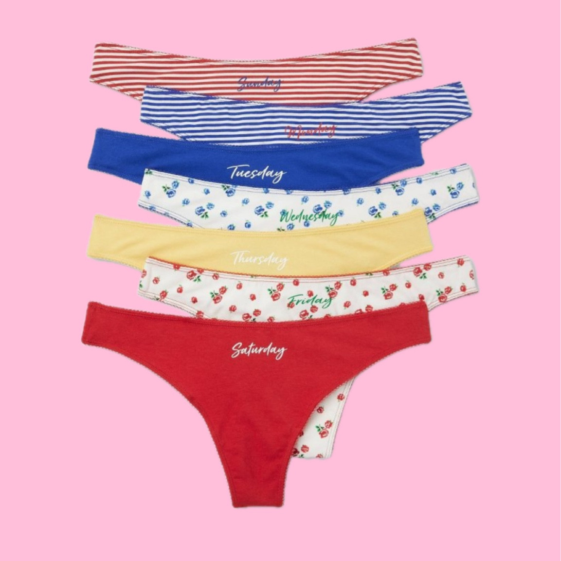 Days of the Week cotton thong underwear for only $20 ❤️💙💛

Love this Target find 🎯 for keeping track of time during your work week, whether unconventional like mine or a Monday - Friday, 9-5 like many! 

Also good for my high school & college girlies. It’s just cute, fun, & comfty for the girls 👙

DITL undies daily undergarments back to school college must haves funny gift ideas for her bffs besties 


#LTKFindsUnder50 #LTKBacktoSchool #LTKFitness