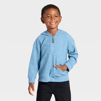 Toddler Boys' Waffle Knit Zip-Up Hoodie - Cat & Jack™ | Target