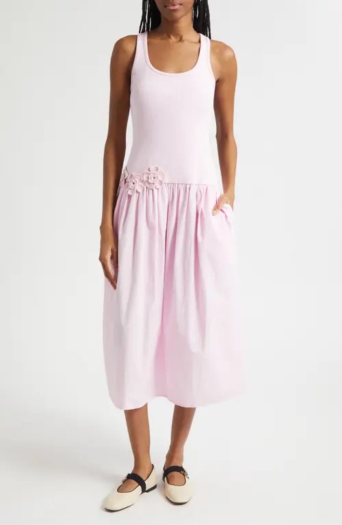 Stine Goya Mixed Media Tank Midi Dress in Cherry Blossom at Nordstrom, Size X-Large | Nordstrom