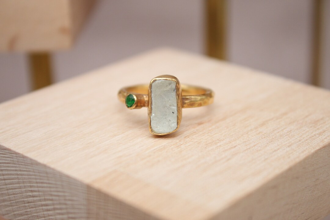 Handmade Raw Aquamarine Ring, Sterling Silver Ring, Wedding Ring, Engagement Ring, Gift for Her M... | Etsy (US)