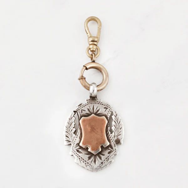 Antique Sterling Silver and 10 Karat Gold Double Shield Medallion Jessa Charm | Lulu Frost
