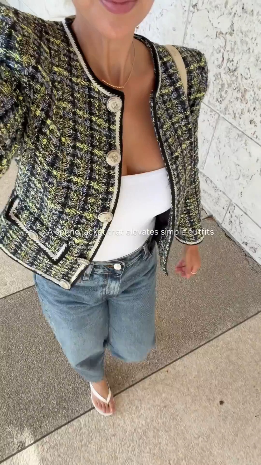 One of my favorite ways to elevate simple blue jeans and a white top is with a tweed jacket. The texture and structure instantly make the outfit feel more polished. This exact jacket is no longer available, but I’ve linked several similar spring/summer options that give the same elevated feel. Exact top (M) and jeans (26) linked. 

#LTKootd #LTKSpringSale #LTKOver40