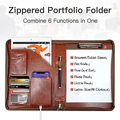 Zippered Padfolio Organizer, WRIYES Leather Planner Binder, 10.2 Inch Portfolio Folder for Docume... | Amazon (US)