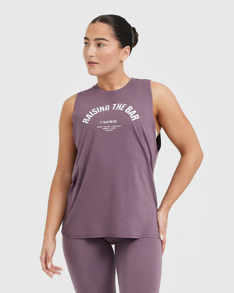 Raising The Bar Graphic Unisex Muscle Vest 
 Vintage Purple | Oner Active (UK / US)