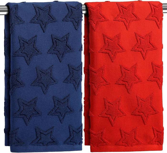 2PCS Patriotic Hand Towels,4th of July Independence Day Americana Red Blue Stars Bath Towels Set ... | Amazon (US)
