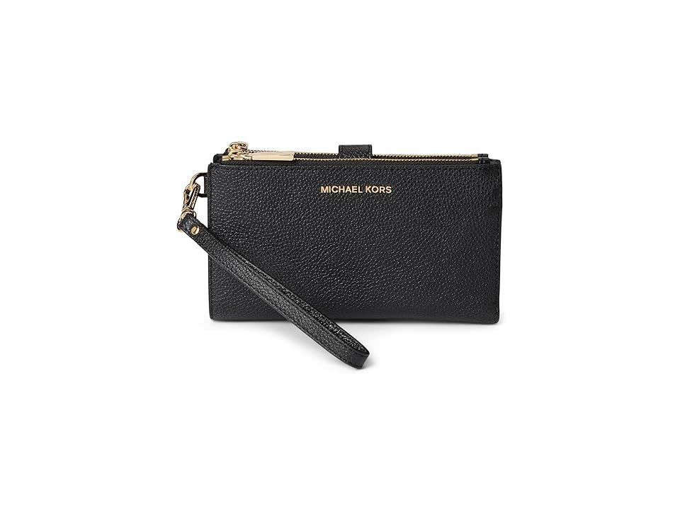 MICHAEL Michael Kors Adele Double-Zip Wristlet 7+ Wristlet Women's Handbags Black, Leather | Zappos