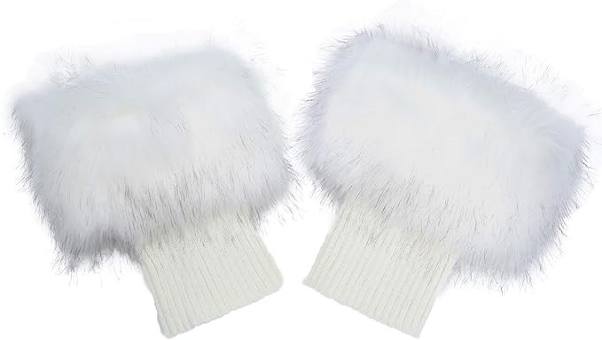 LA CARRIE Women Faux Fur Plush Leg Warmers Short Furry Fuzzy Leg Cuffs Girls Winter Knitted Boot | Amazon (US)