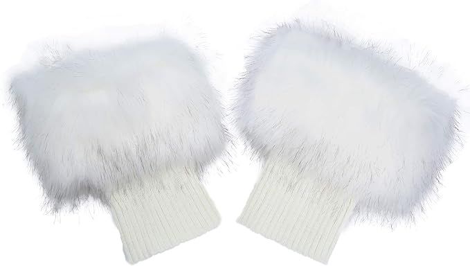 LA CARRIE Women Faux Fur Plush Leg Warmers Short Furry Fuzzy Leg Cuffs Girls Winter Knitted Boot | Amazon (US)