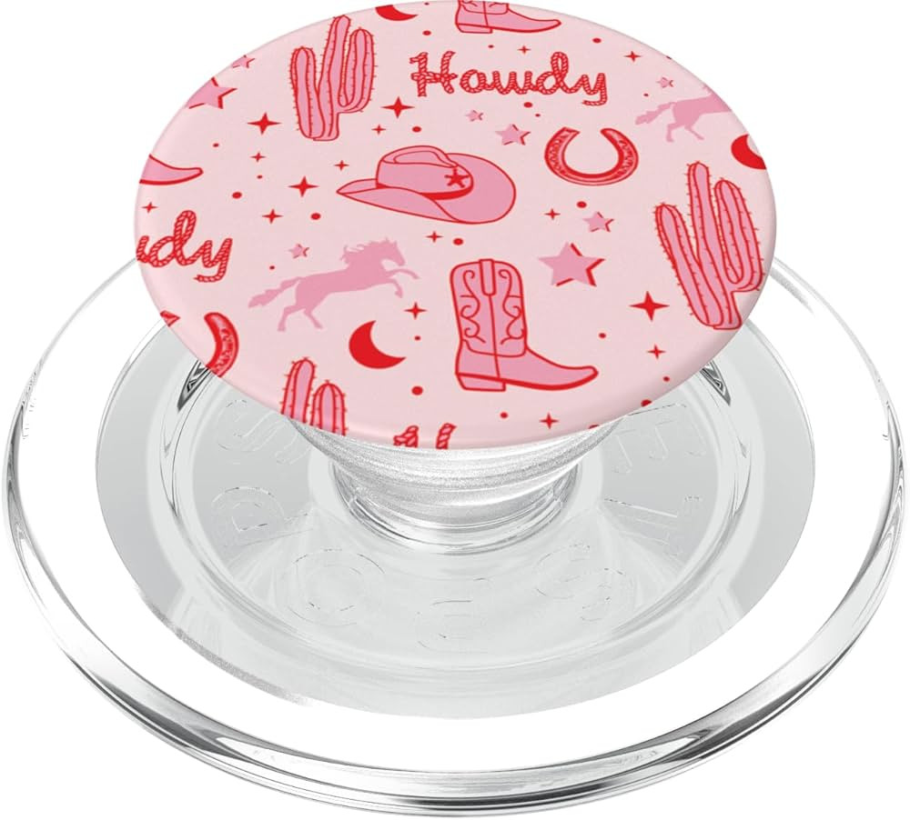 Pastel Cowboy Hat and Boot Pattern Pink Cowgirl Aesthetic PopSockets MagSafe PopGrip for iPhone | Amazon (US)