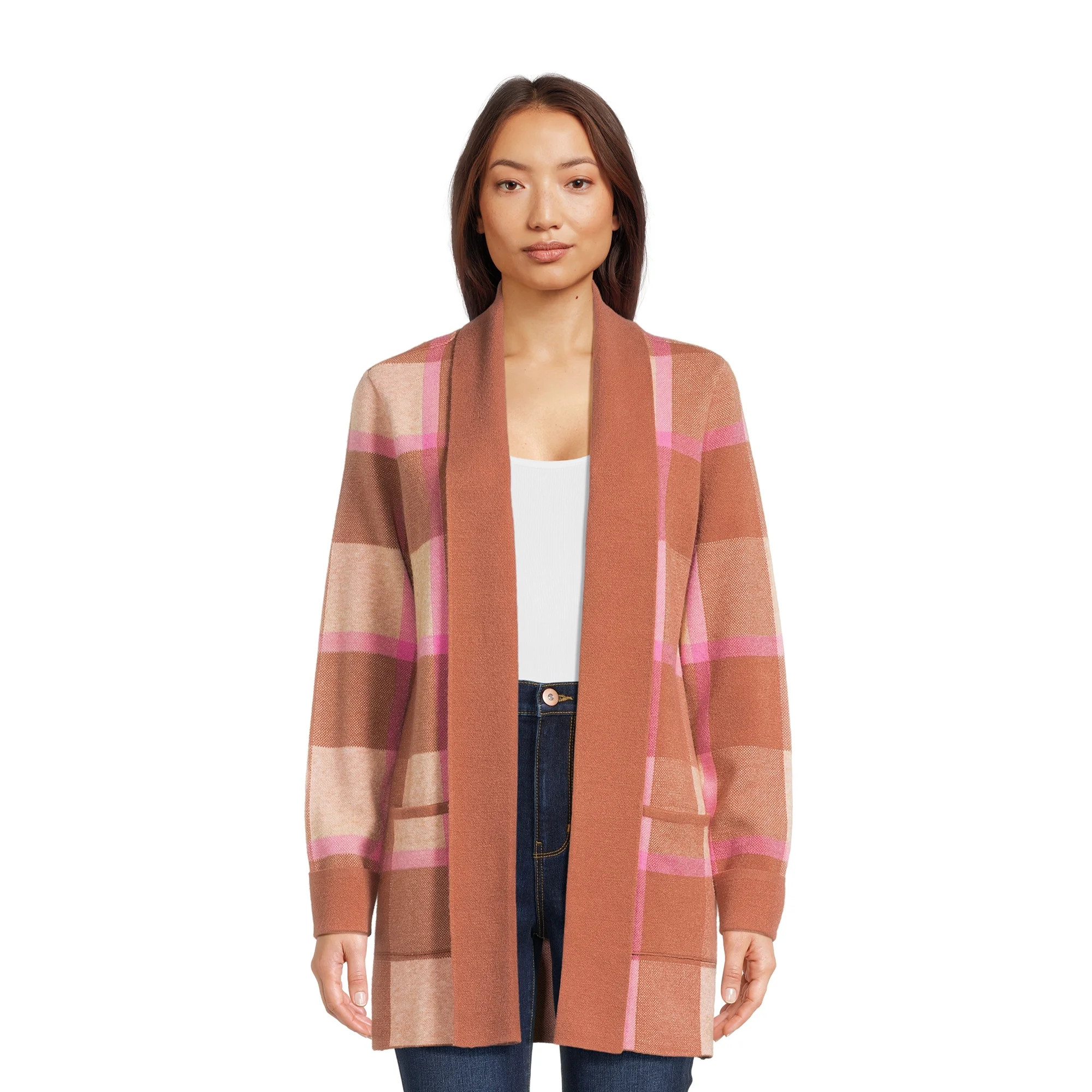 99 Jane Street Women's Open Front Cardigan Sweater with Long Sleeves, Midweight, Sizes XS-XXXL | Walmart (US)