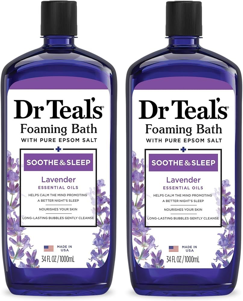 Dr Teal's Foaming Bath with Pure Epsom Salt, Soothe & Sleep with Lavender, 34 fl oz (Pack of 2) | Amazon (US)